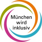 Logo München wird inklusiv: Farbspirale um Schriftzug